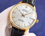 Rolex Datejust 3235 Movement 40mm 316L Steel Italian Leather Band White/Gold Watch